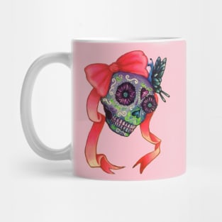 Sugar skull with pink bow Mug